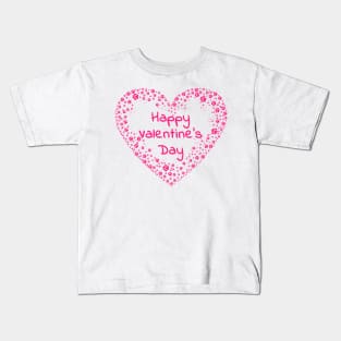 Happy Valentines Day Pink Paw Print Heart Kids T-Shirt